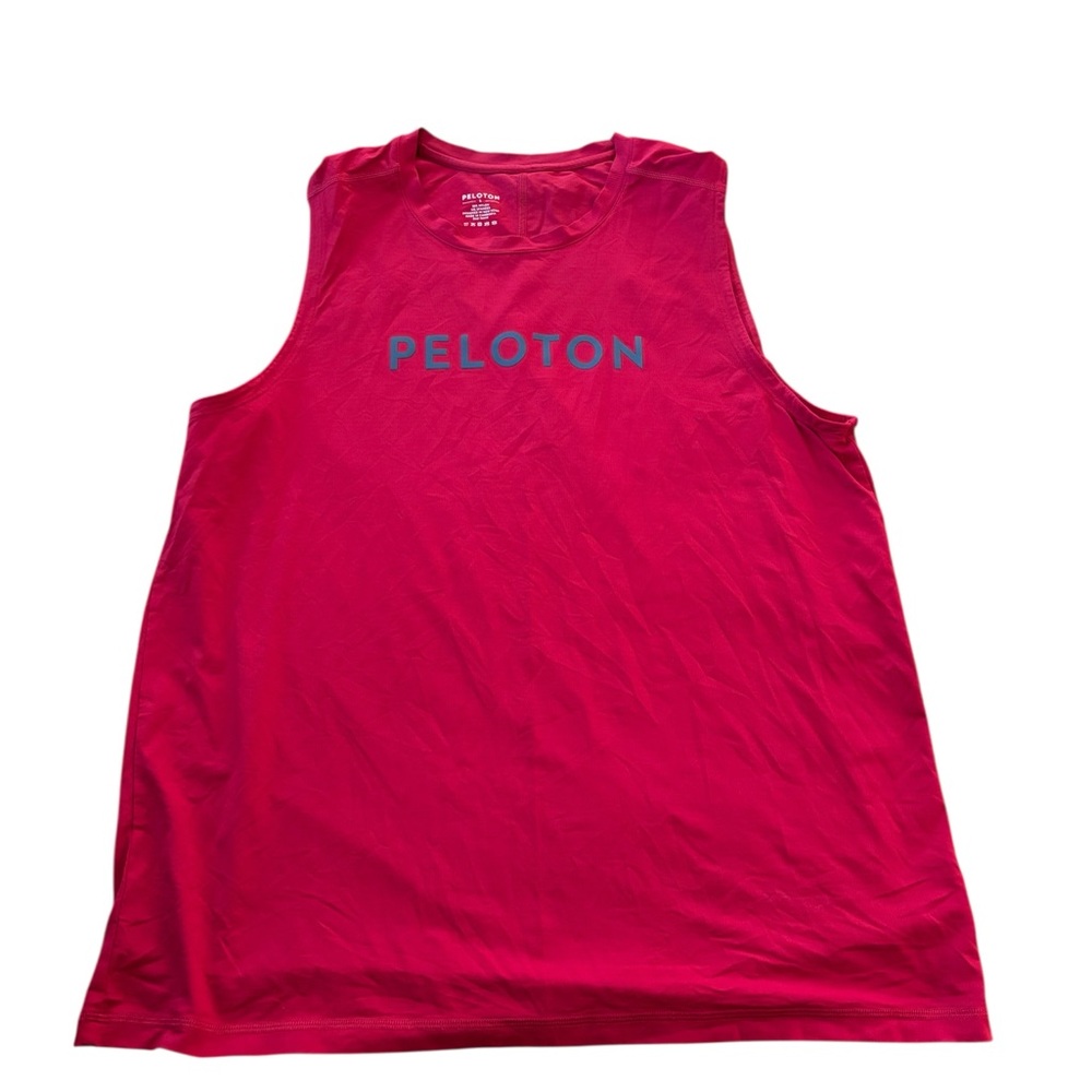 Peloton Tank Top Red Nylon Wicking Cycling Fitness Gym Men's Size Large Active — image 2 of 6